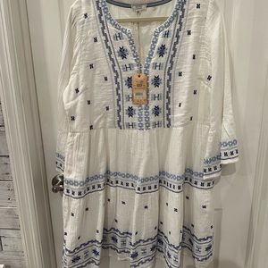 Fat Face White tiered Dress. New with tags. Size 12.